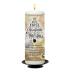 Personalsied Christmas Candle - Our First Christmas - Mr & Mrs Photo Christmas
